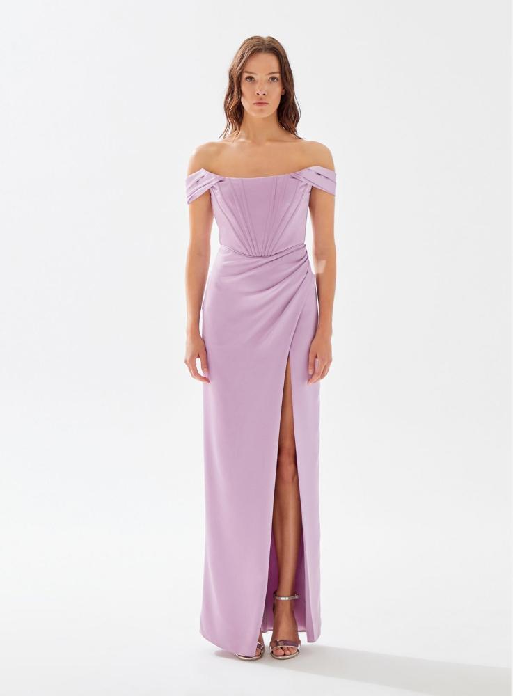 Лиловое платье с корсетом