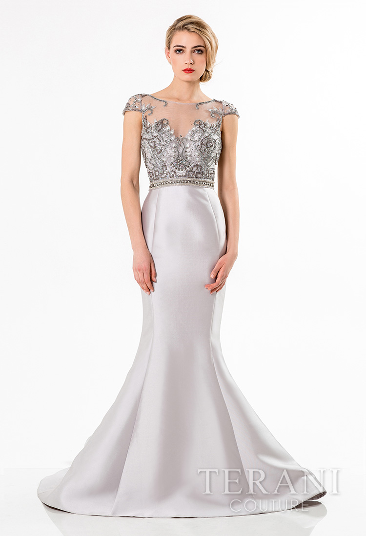 Серебряное вечернее платье рыбка