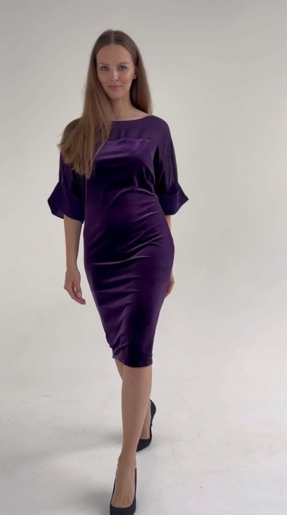 Бархатное фиолетовое миди
