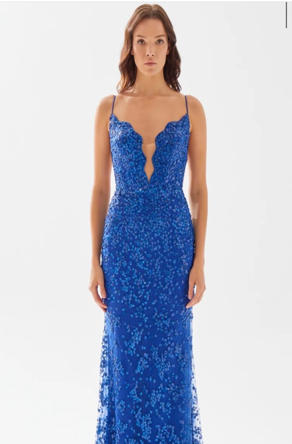 Синее платье в пайетках
