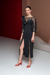 Чёрное элегантное платье миди