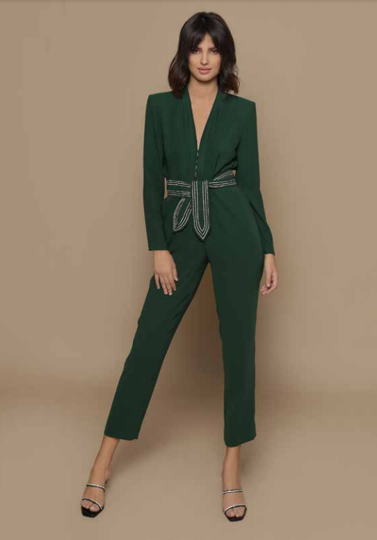 Изумрудный комбинезон с рукавом