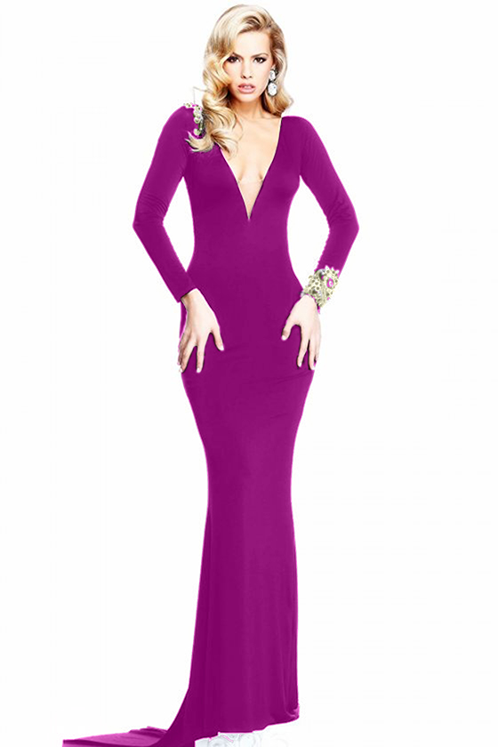 Фиолетовое платье с камнями