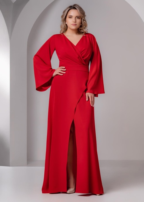 Вечернее платье с длинным рукавом с юбкой на запах