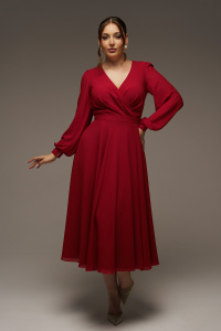 Шифоновое миди с рукавом