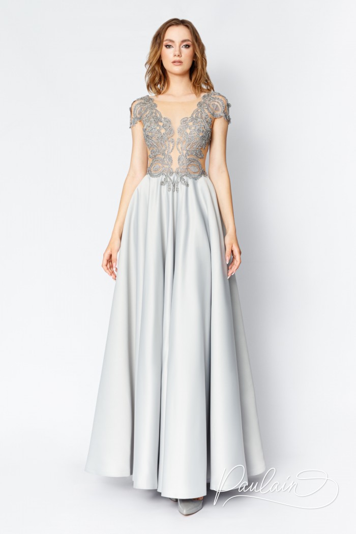 Серебряное атласное макси