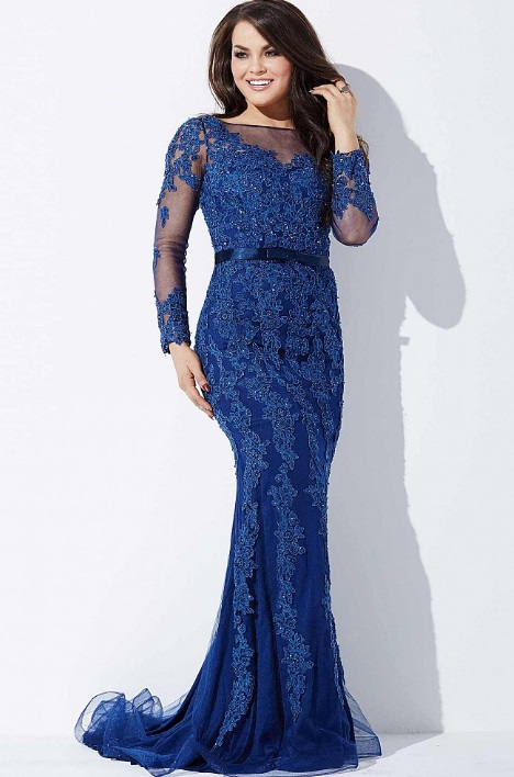 Бронзовое и синее платье с рукавом