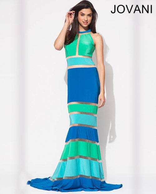 Зелёно-голубое платье