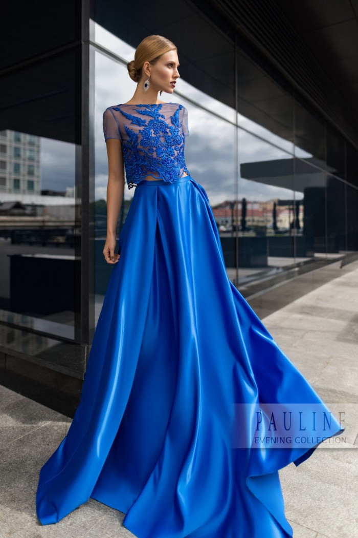 Синее платье с бисером