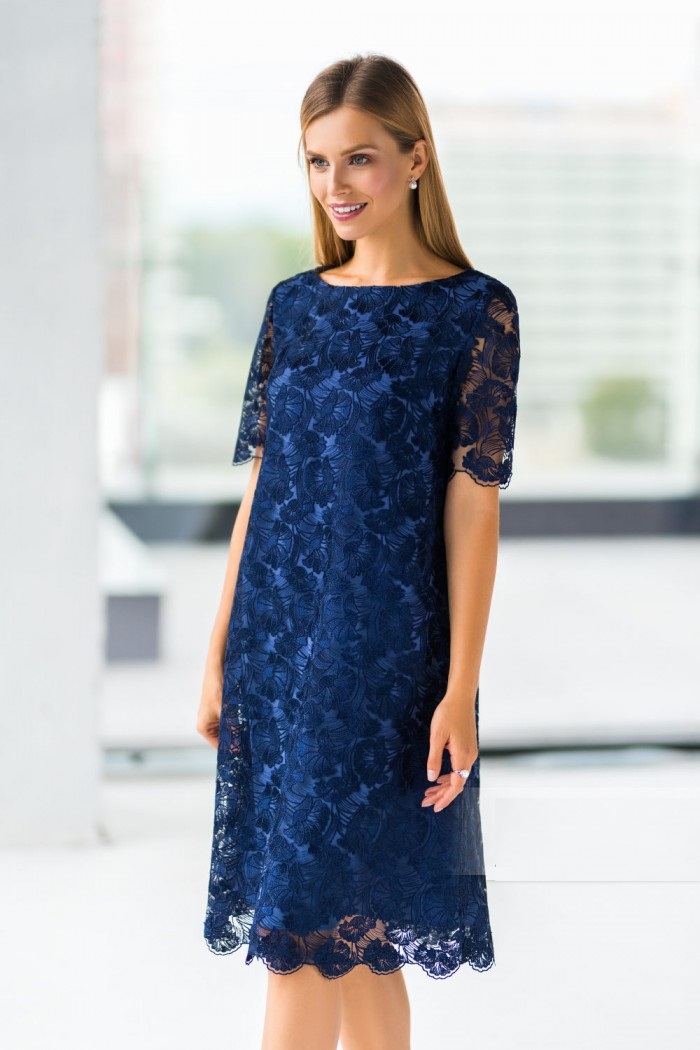 Синее кружевное миди