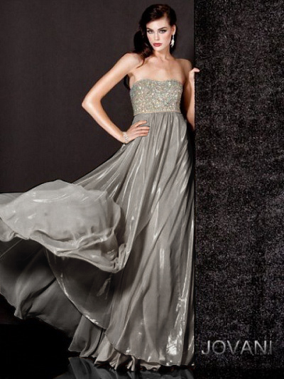 Серое платье в пол