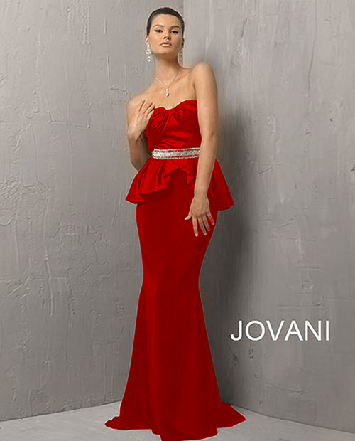 Красное платье с баской