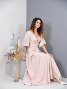 Вечернее платье миди с рукавом фонарик