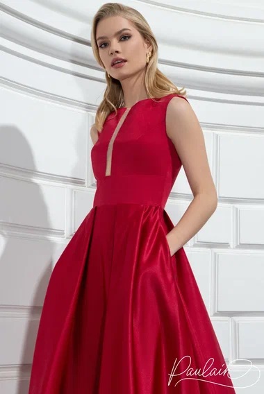 Красное атласное макси