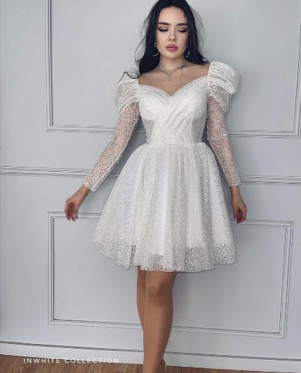 Миди из блёсток с рукавом