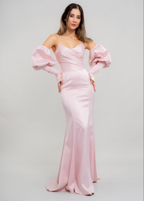 Вечернее платье облегающее с рукавом фонарик