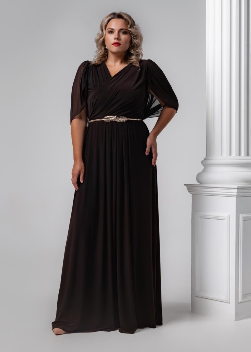 Вечернее платье в греческом стиле с шифоновым рукавом