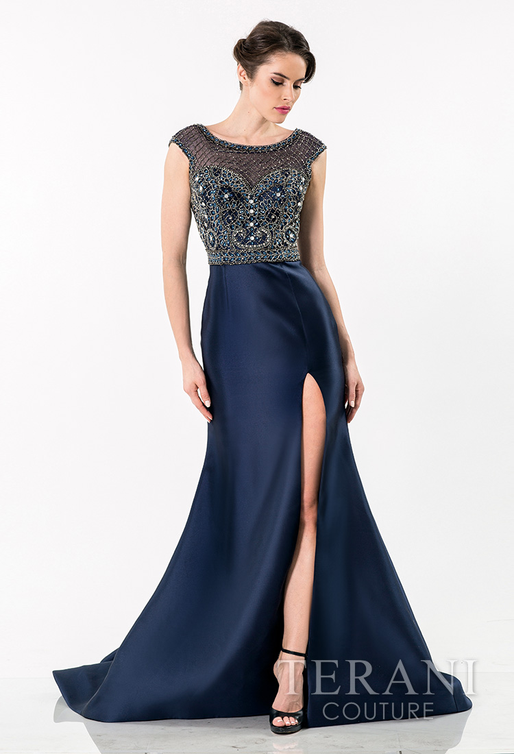 Синее вечернее платье 