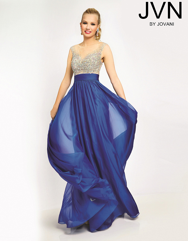 Синее платье с камнями