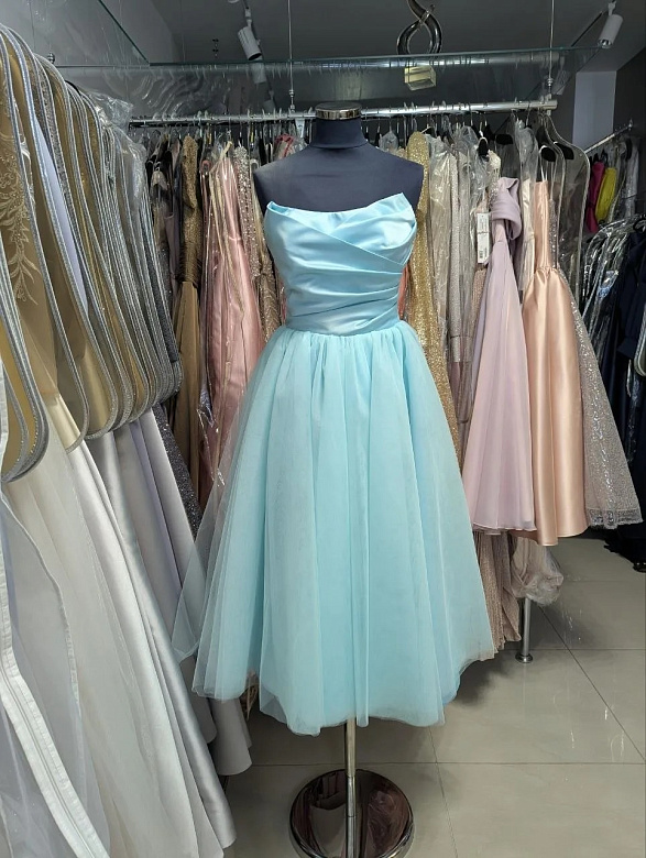 Мятное миди с фатиновой юбкой