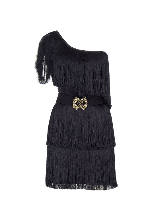 Чёрное мини с бахромой