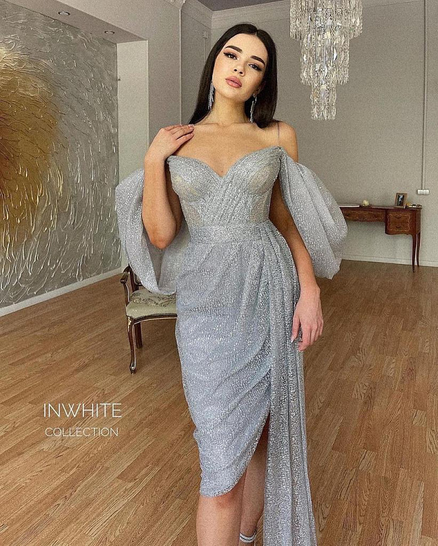 Блестящее платье миди глиттер