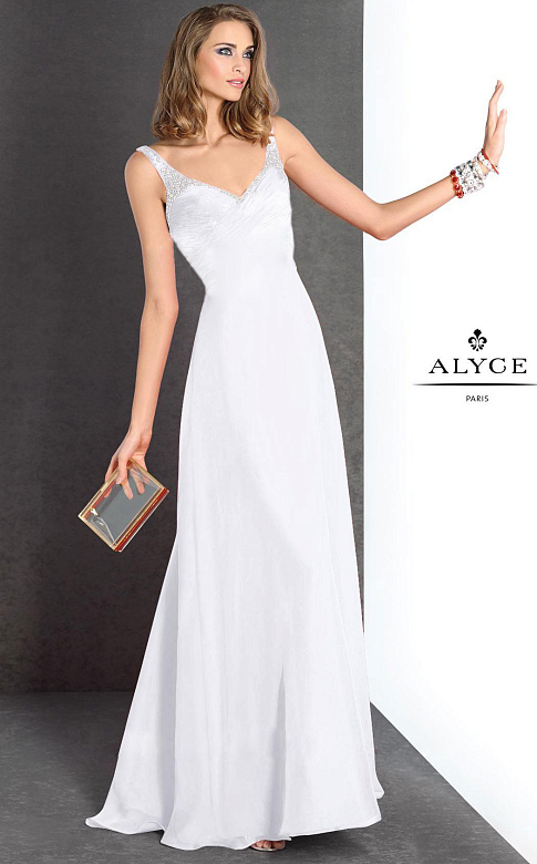 Белое и синее платье из шифона