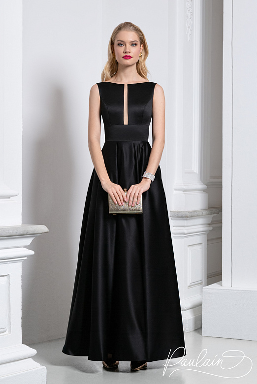 Синее атласное макси