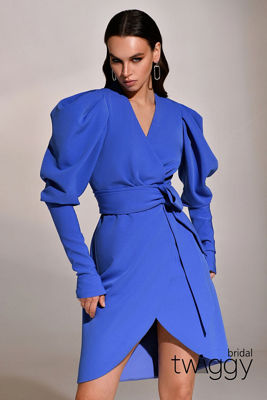 Голубое мини с рукавом