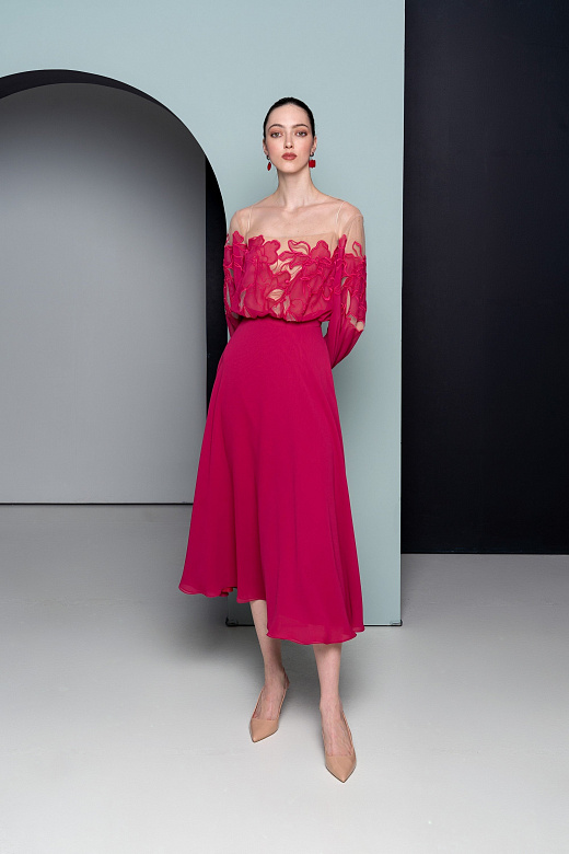 Миди из шифона с узором