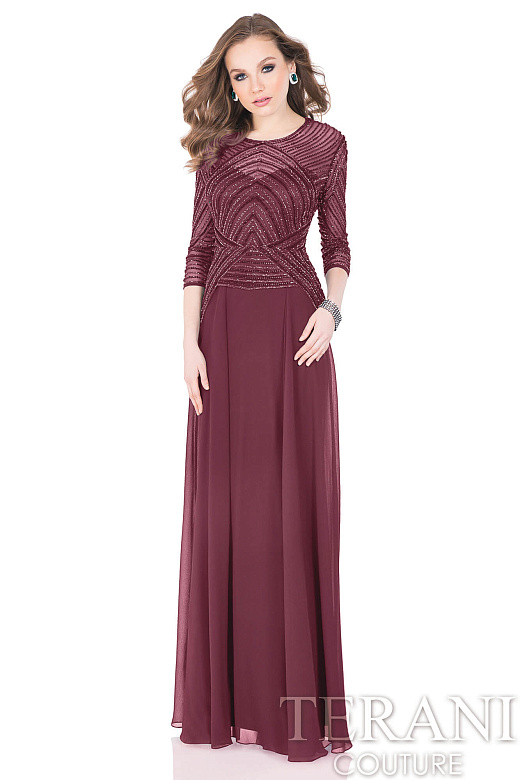 Бордовое вечернее платье