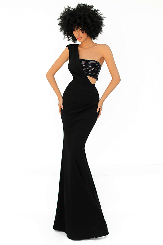 Чёрное платье на одно плечо