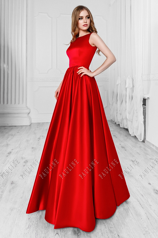 Красное и зелёное атласное макси