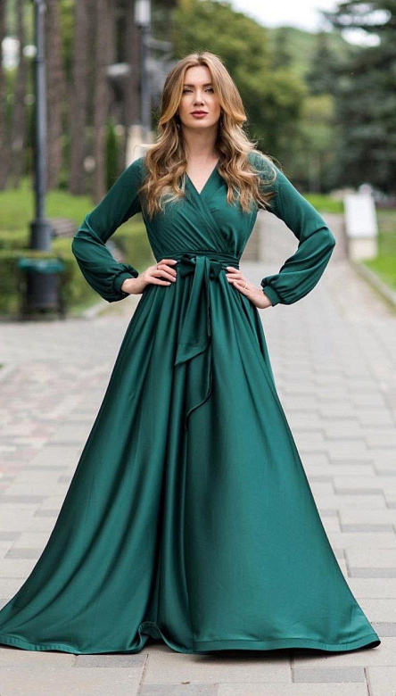 Зелёное и персиковое макси